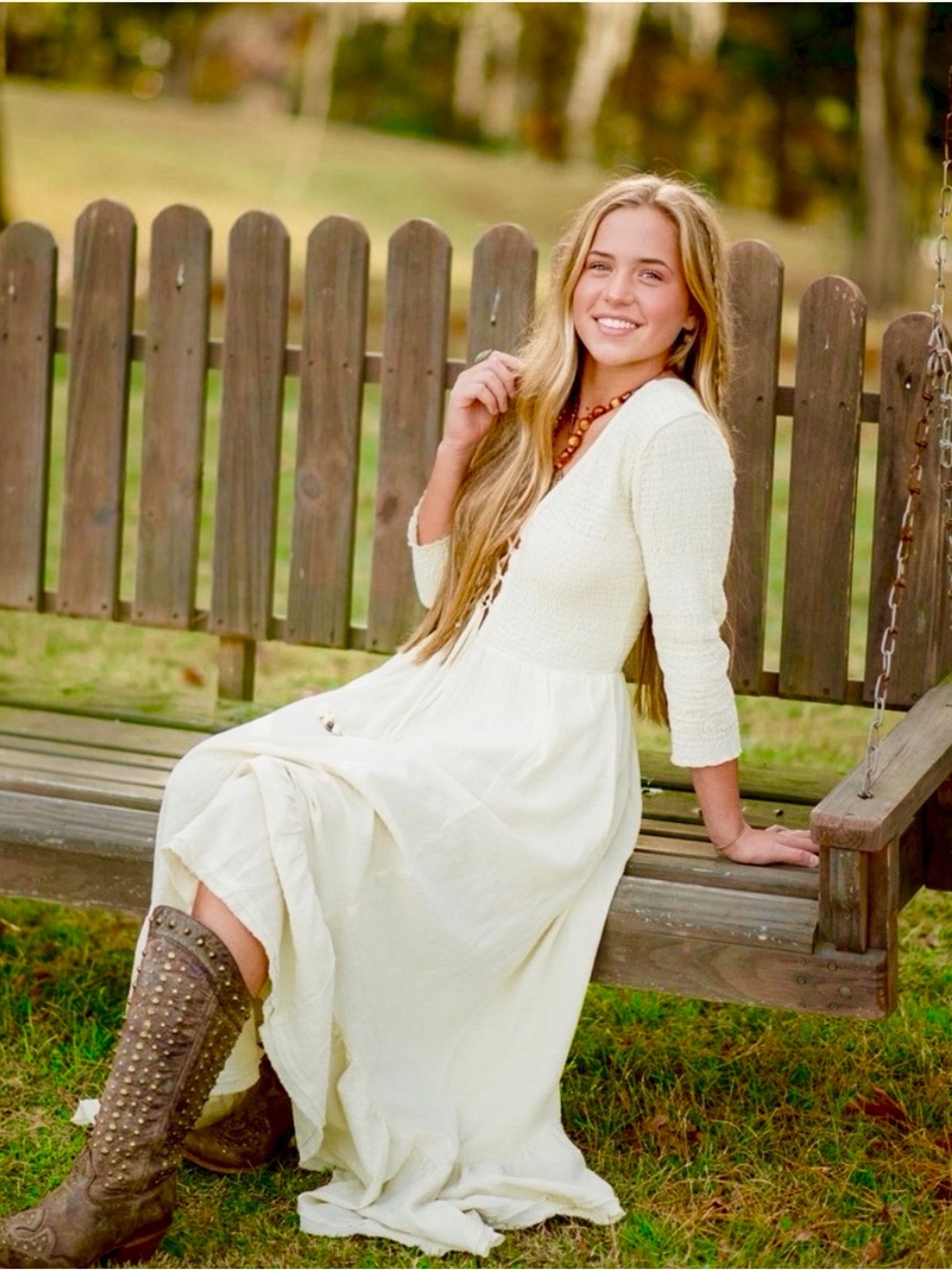 Free People Cream Long Sleeve Maxi Dress - Picture 2 of 10